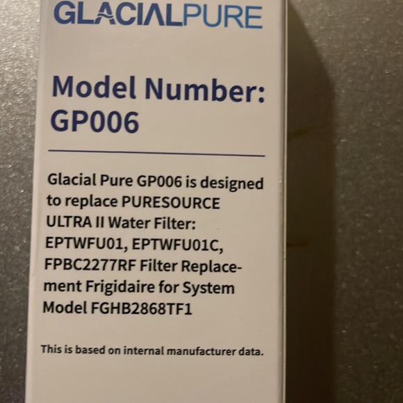 NEW, GLACIAL PURE Frigidaire EPTWFU01 Replacement Filter, Model GP006 - Picture 3 of 4